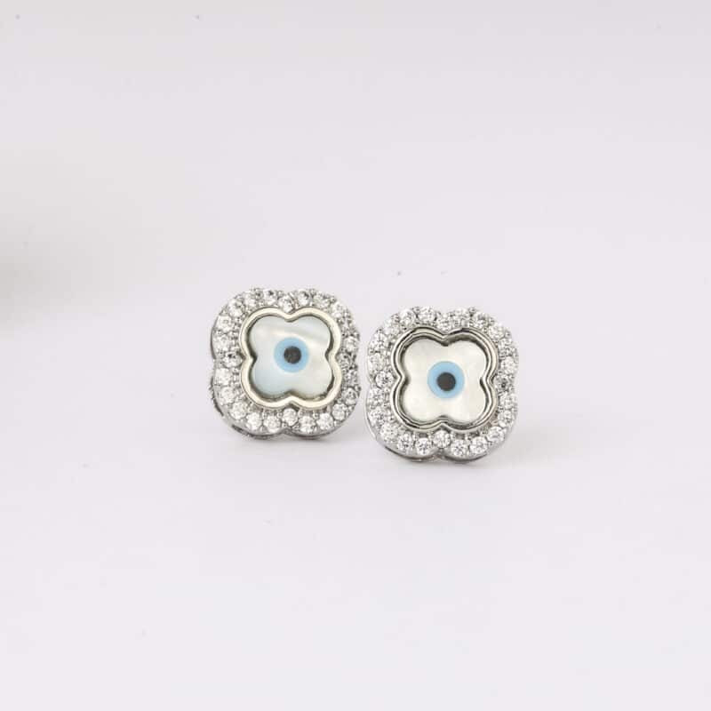 Evil eye sterling silver studs