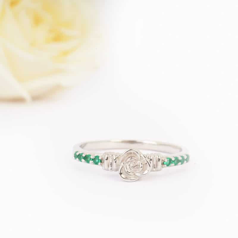 sterling silver Green Rose Ring