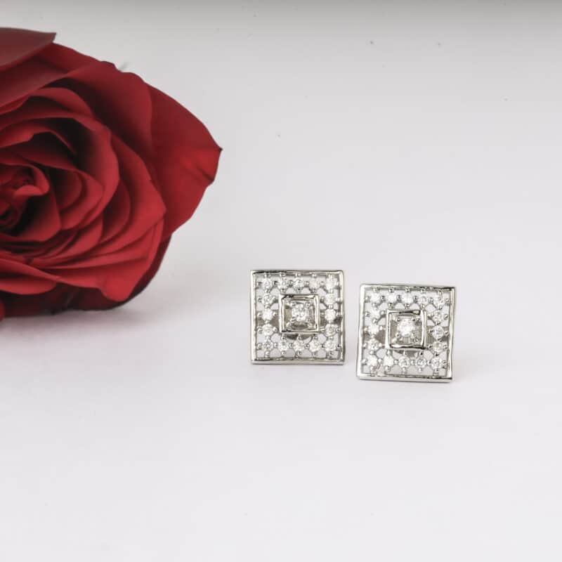 Silver Square Bling Studs