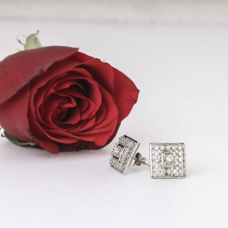 Silver Square Bling Studs