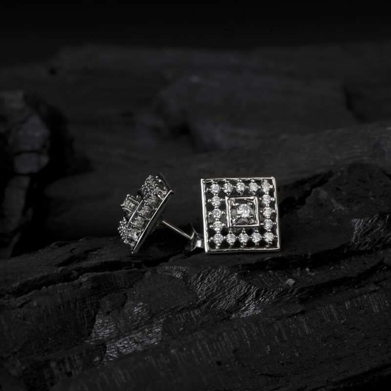 Silver Square Bling Studs