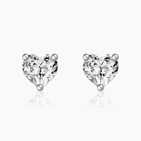 Heart sterling silver solitaire studs