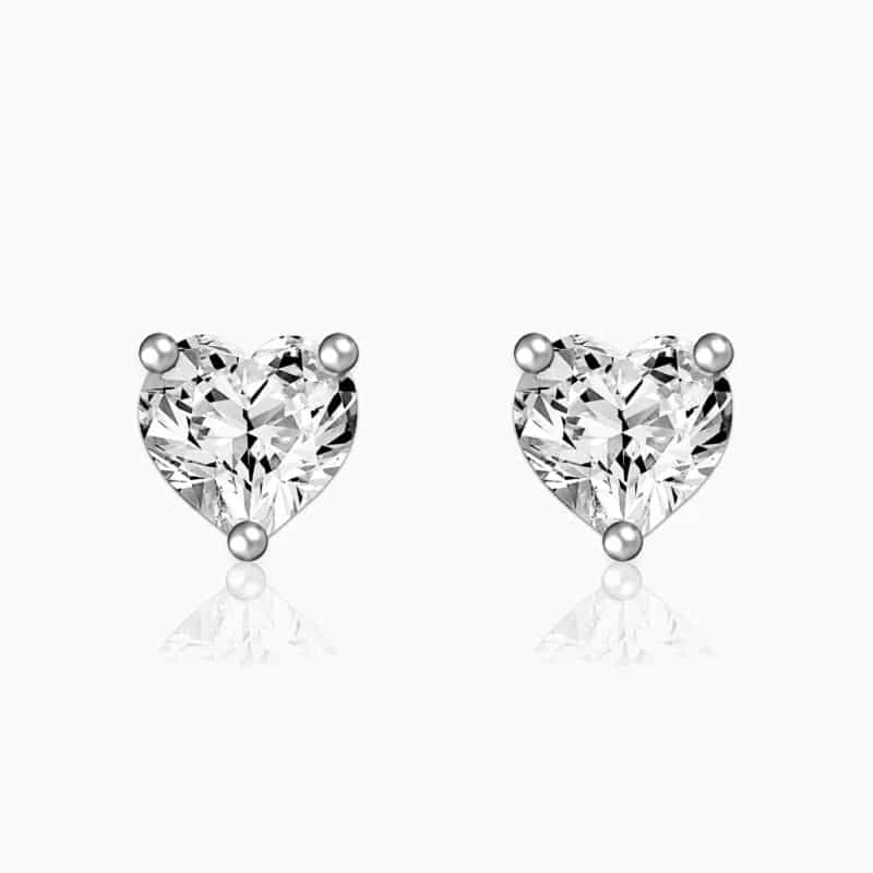 Heart sterling silver solitaire studs