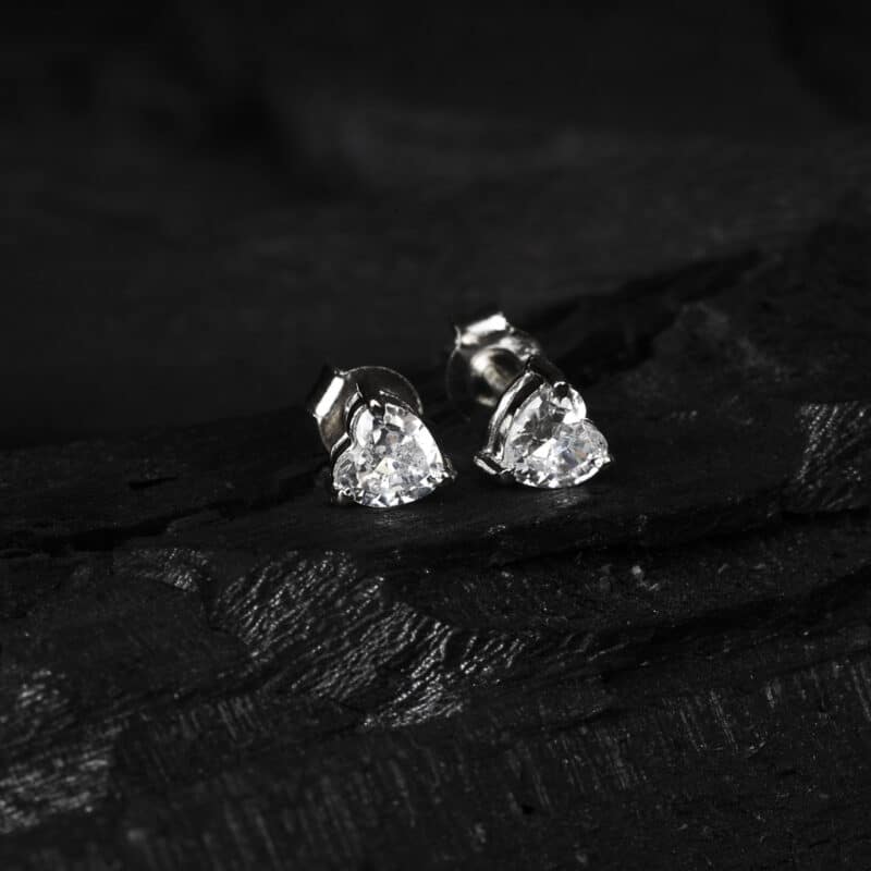 Heart sterling silver solitaire studs