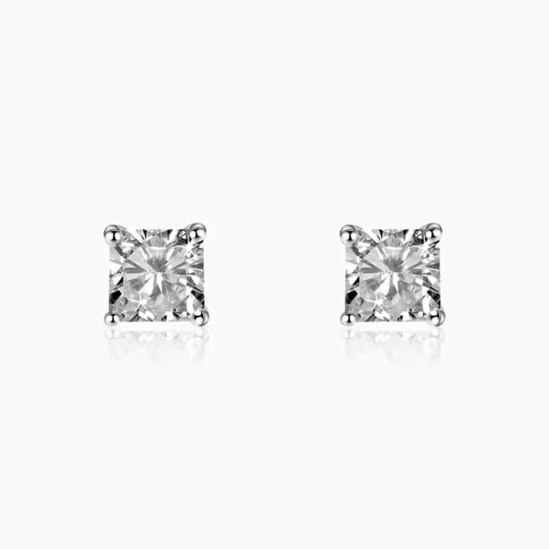 Silver Square Solitaire Studs