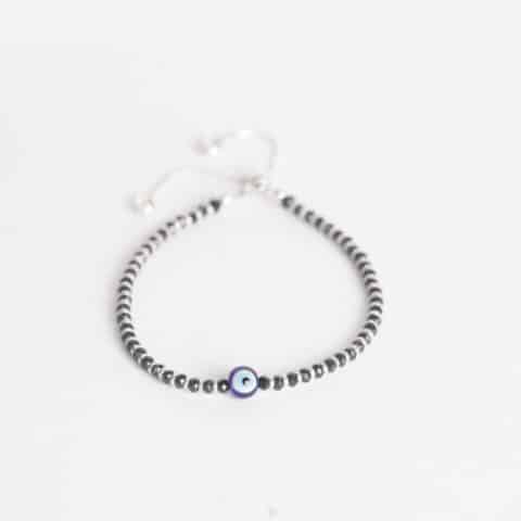 Sterling Silver Black beads and evil eye nazariya