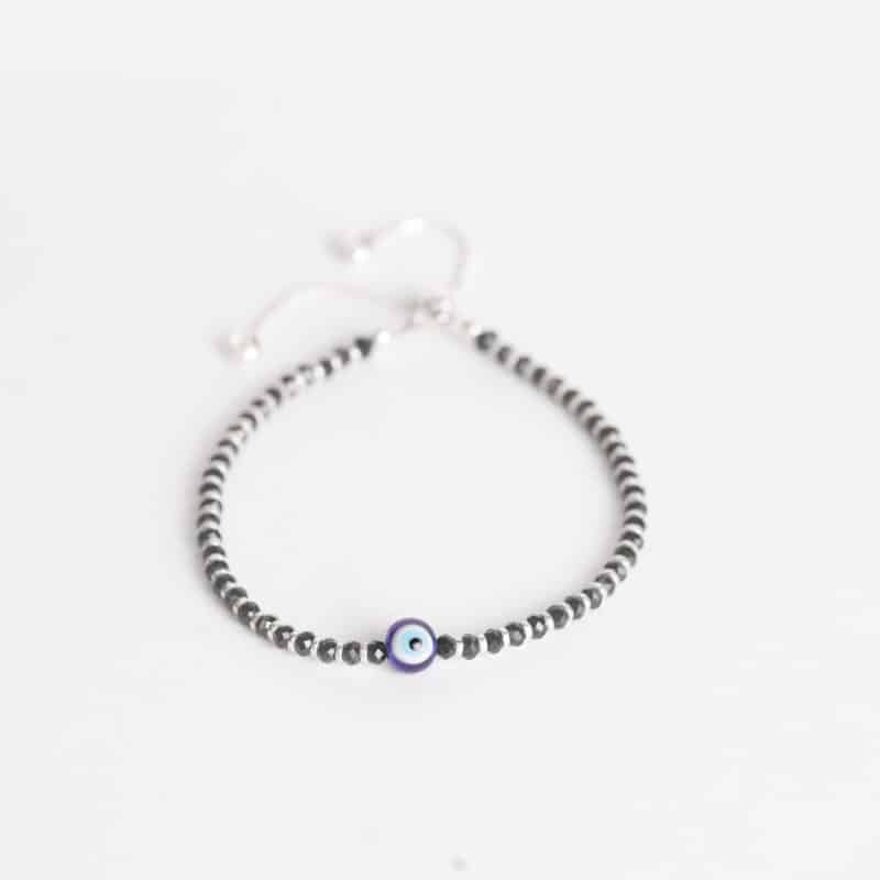 Sterling Silver Black beads and evil eye nazariya